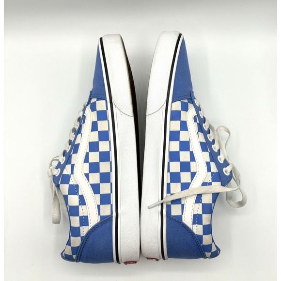 VANS Ward Checker Shoe Mens Size 9 Blue White Old Skool Skateboard Lace Up - Picture 6 of 10